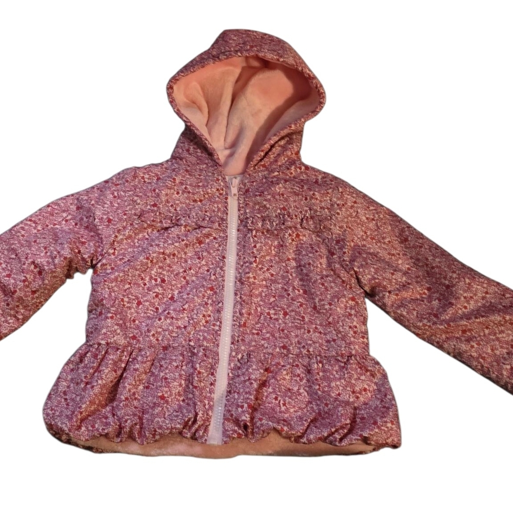 Penelope Mack Toddler Girl 3T Pink Floral Hooded Winter Puffer Jacket Coat